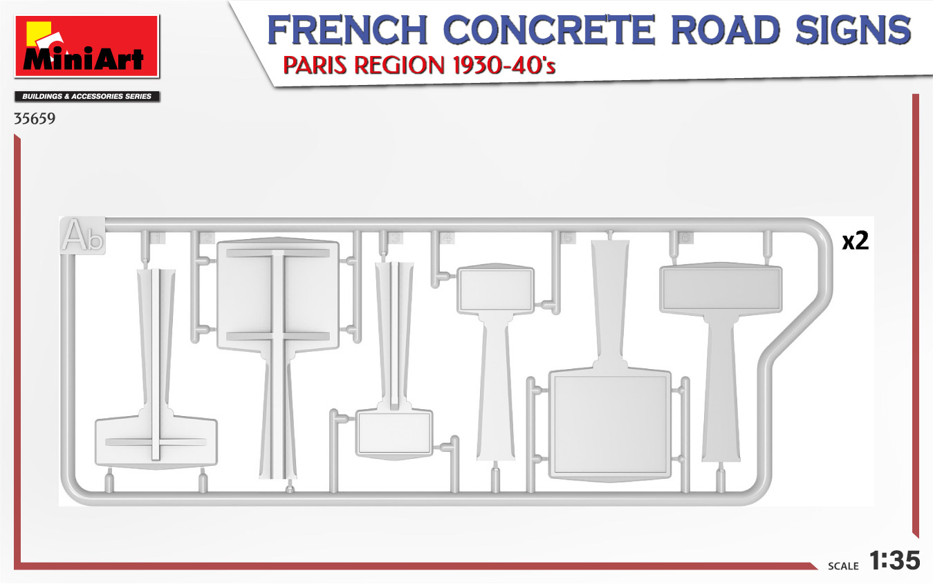 Mini Art 35659 FRENCH CONCRETE ROAD SIGNS. PARIS REGION 1930-40’s