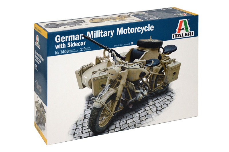Italeri 7403 GERMAN MILITARY MOTORCYCLE with SIDECAR 1:9