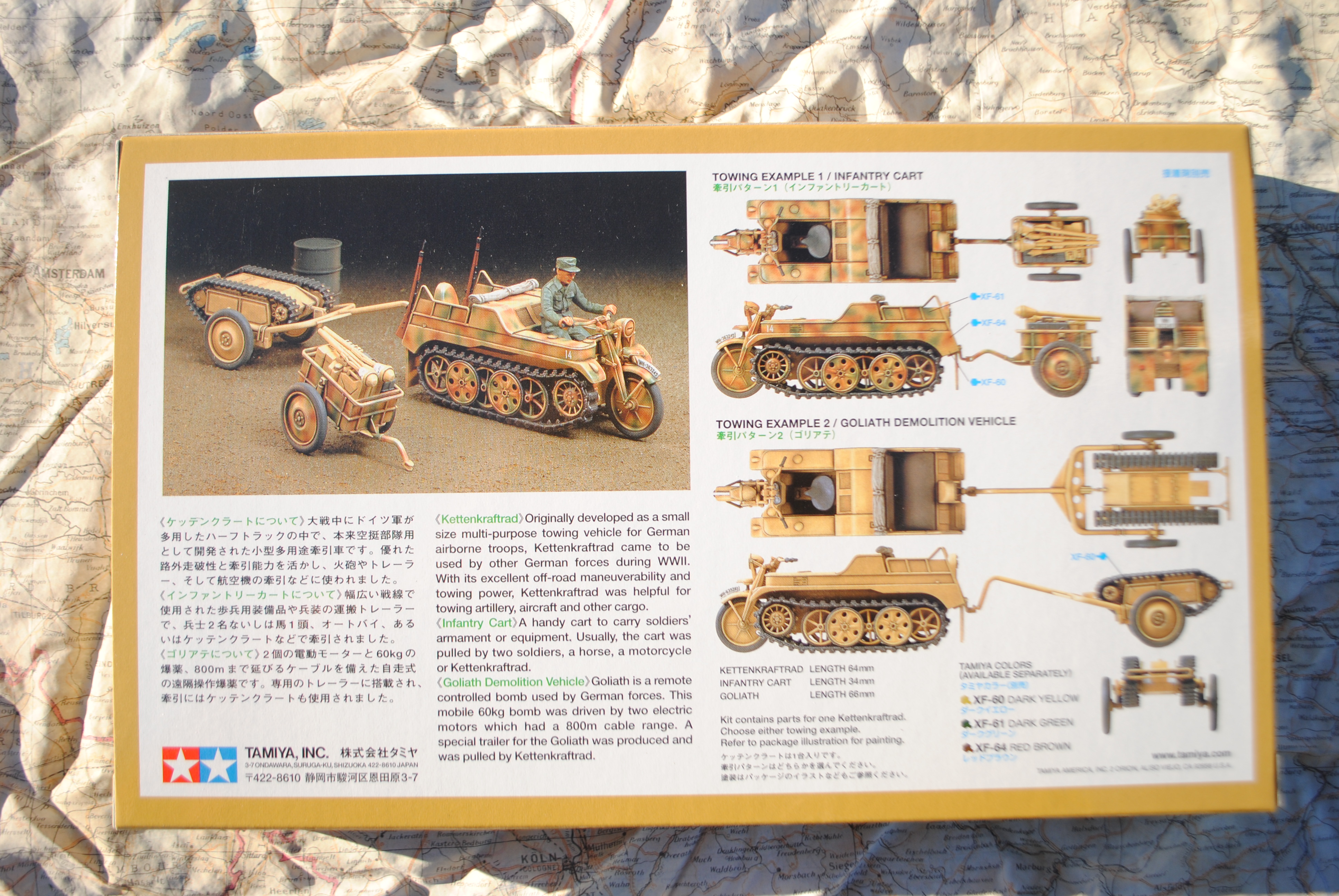 Tamiya 32502 KETTENKRAFTRAD with Infantry Cart & Goliath Demolition Vehicle