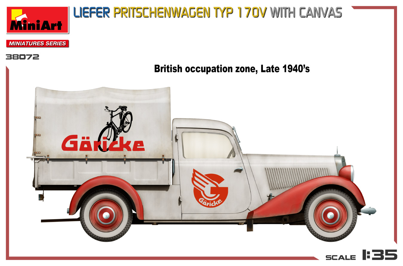 MiniArt 38072 Liefer Pritschenwagen Typ 170V with Canvas