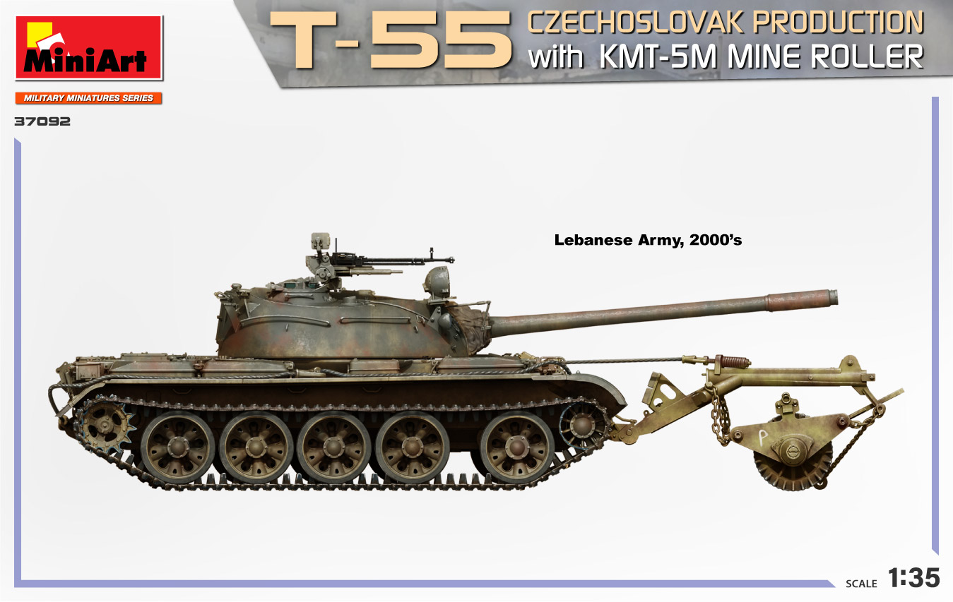 Mini Art 37092 T-55 Czechoslovak Production with KMT-5M Mine Roller