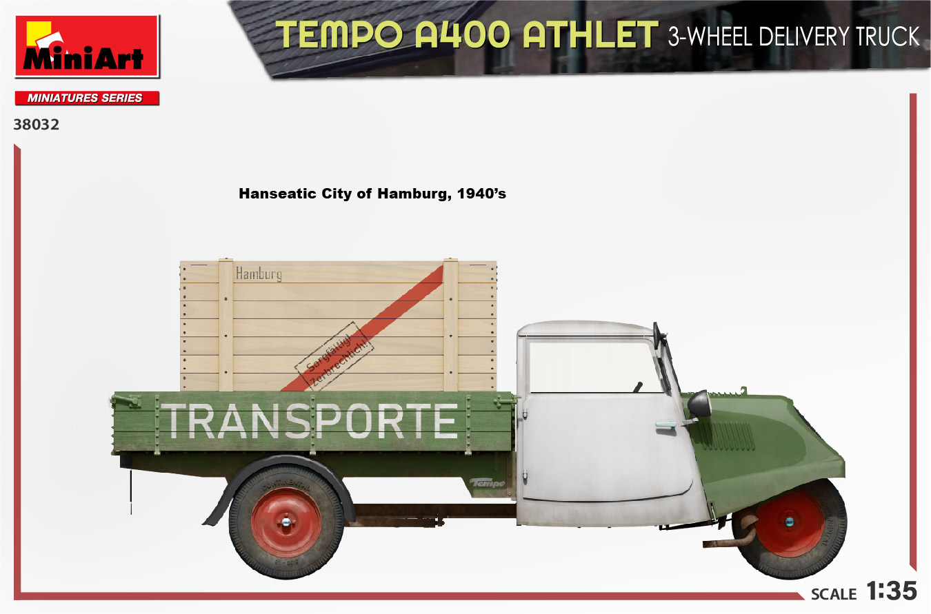 MiniArt 38032 TEMPO A400 ATHLET 3-Wheel Delivery Truck