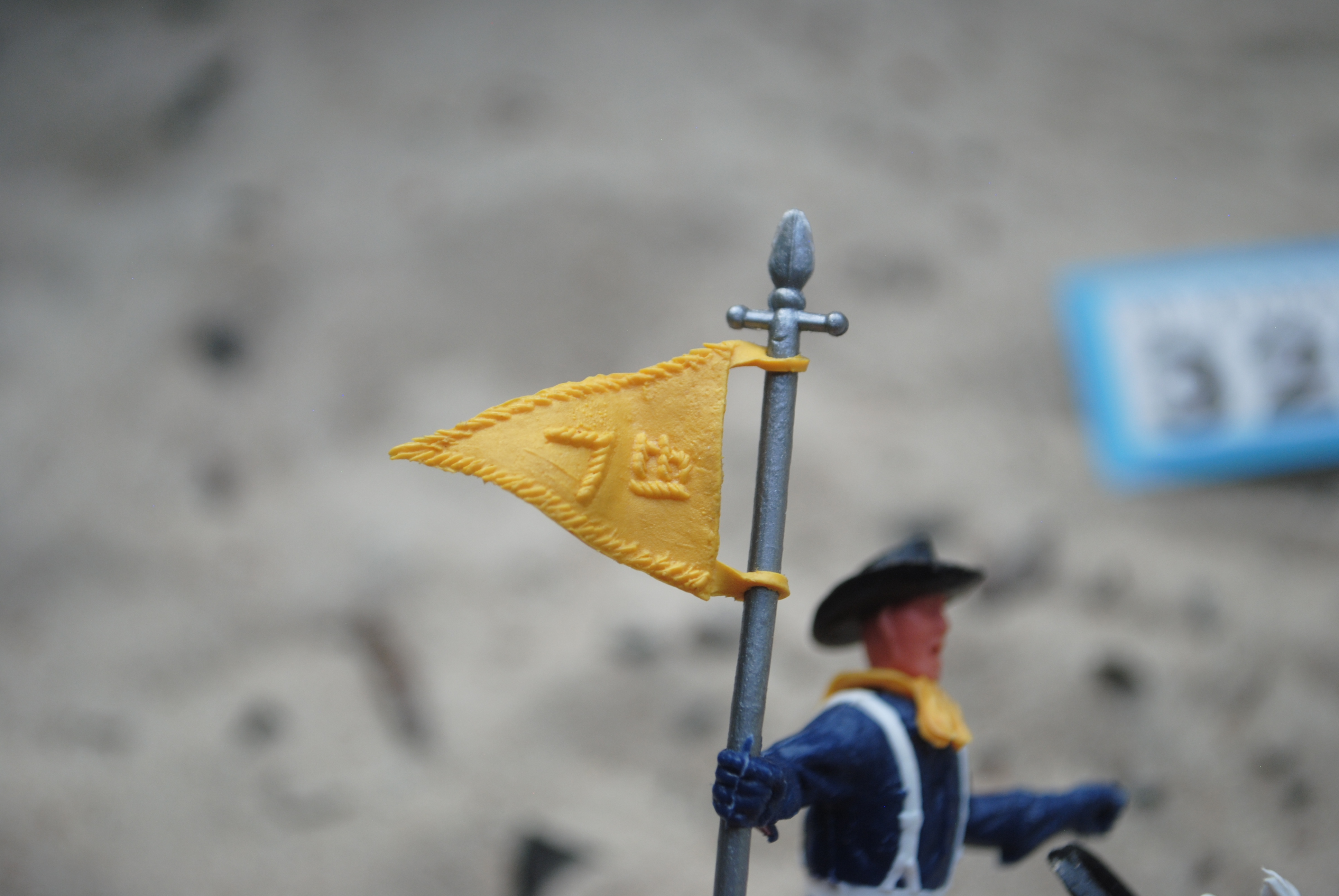 Timpo Toys B.320 Union Army Soldier riding American Civil War / US 7th Cavalry with extremely rare 7th Cavalry flag -2nd version