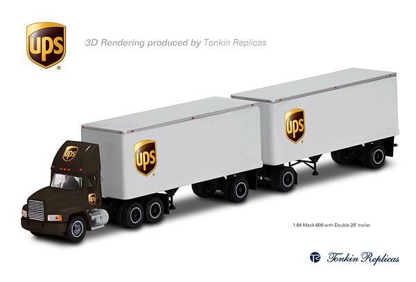 PEM 10014102 UPS - Mack CH600 with Double 28' Pup Trailers