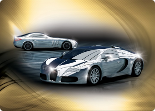 ScaleXtric C3169A  HYPERCAERS Full Chromed Bugatti Veyron & Mercedes-Benz S