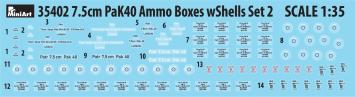 MiniArt 35402 7.5cm PaK40 Ammo Boxes with Shells, set 2