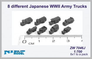 NIKZW7046J 8 DIFFERENT JAPANESE WWII ARMY TRUCKS (8X1 TO A PACK)