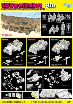 Dragon 6931 80th Anniversary SAS Desert Raiders 3 Patrol Vehicles with Commander & 6 Crews