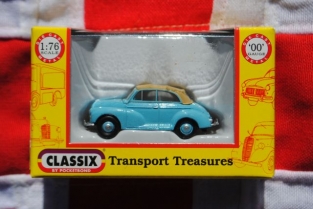 Classix EM76822 Morris Minor Convertible - Pale Blue - hood up