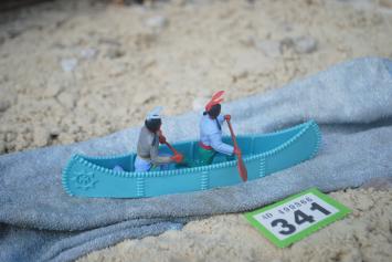 Timpo Toys G.341 Canoe with 2 Indians 2nd version 'Light Blue'  