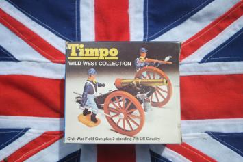 Timpo Toys 751 Civil War Field Gun plus 2 standing 7th US Cavalry 'Wild West Collection' 