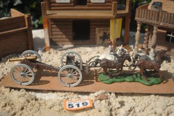 Timpo Toys O.519 Confederate Soldiers 1st version 'Wild West Gun Carriage and Team with Shell-Firing Field-Piece'