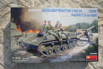 MiniArt 35395 German Artillery Tractor T-60(r) with Crew, Towing PaK40 7.5cm Gun