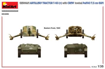 MiniArt 35395 German Artillery Tractor T-60(r) with Crew, Towing PaK40 7.5cm Gun