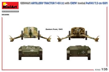 MiniArt 35395 German Artillery Tractor T-60(r) with Crew, Towing PaK40 7.5cm Gun