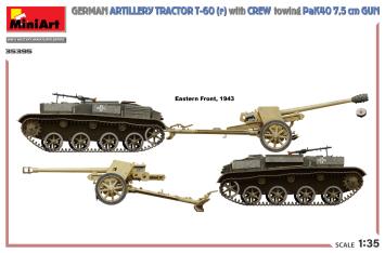 MiniArt 35395 German Artillery Tractor T-60(r) with Crew, Towing PaK40 7.5cm Gun