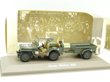 Atlas AE6038 Jeep Willys MB + Trailer Free French Army ‘De La 2e DB’