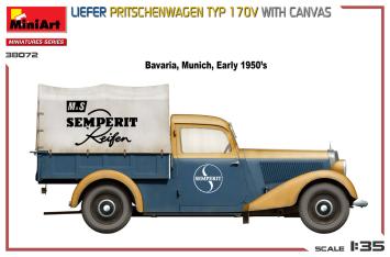 MiniArt 38072 Liefer Pritschenwagen Typ 170V with Canvas