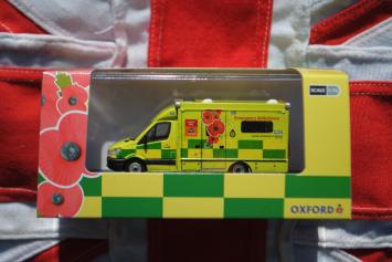 Oxford 76MA007 Mercedes Ambulance London Ambulance Service 'Remembrance Day'