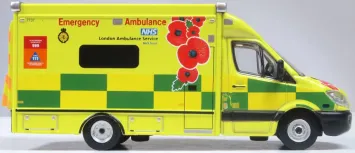 Oxford 76MA007 Mercedes Ambulance London Ambulance Service 'Remembrance Day'