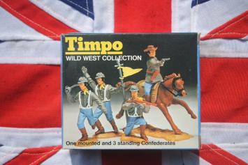 Timpo Toys 717 One mounted and 3 standing Confederats 'Wild West Collection'