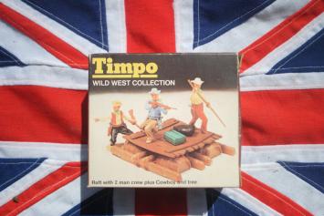 Timpo Toys 763 Raft with 2 man crew plus Cowboy and tree 'Wild West Collection'