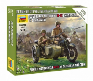 Zvezda 6277 Soviet Motorcycle M-72 with Sidecar and Crew