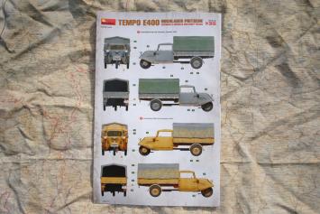 MiniArt 35371 Tempo E400 Hochlander Pritsche German 3-Wheeled Delivery Truck