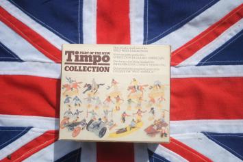 Timpo Toys 761 Two Cowboys on log plus 2 Mexicans 'Wild West Collection'