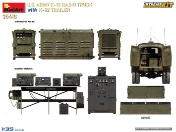 MiniArt 35418 U.S. Army K-51 Radio Truck with K-52 Trailer Interior Kit