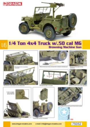 Dragon 75052 Willys Jeep 1/4 Ton 4x4 Truck w/.50 cal MG